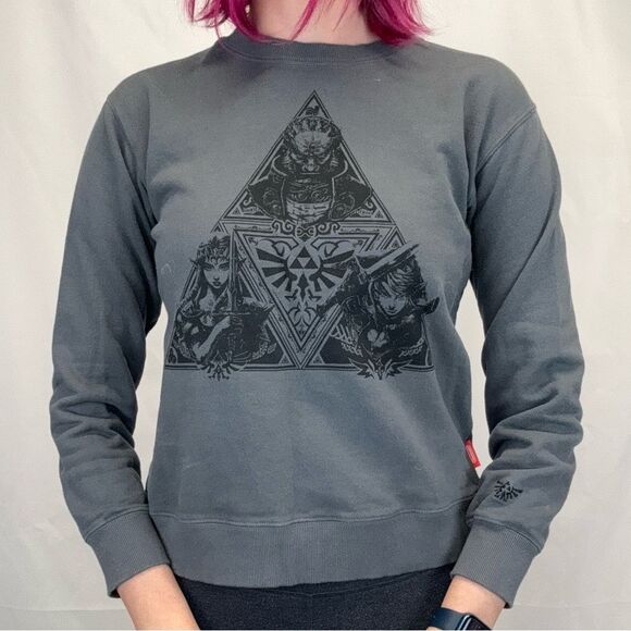 Nintendo Women Legend of Zelda Pullover Sweatshirt S SM Small Charcoal Grey Gray - Picture 1 of 15